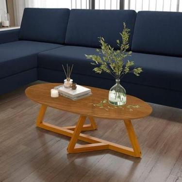 Imagem de Mesa de Centro Oval Classic Tebarrot Nature Pes Madeira Amêndoa - Teba