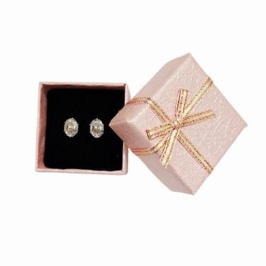 Imagem de Brinco Pequeno Oval Cristal Zirconia Folheado Ouro 18k - MIXFOLHEADOS