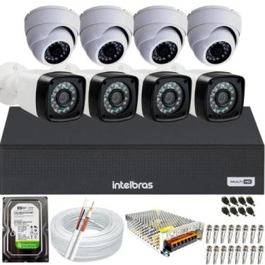 Imagem de Kit 8 Câmeras Segurança 2mp Full HD DVR Intelbras 8ch
