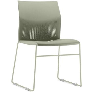 Imagem de Cadeira Empilhável Fixa Link F02 Base Aço Verde - Lyam Decor