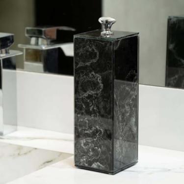 Imagem de Porta ESCOVA DE DENTE de vidro- EFEITO MÁRMORE (Preto e Prata)