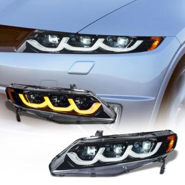 Imagem de tluuze Conjunto de faróis compatível com Honda Civic Sedan 2006-2011, farol de projetor com seta sequencial para Civic Sedan de 8ª geração, Plug & Play, par