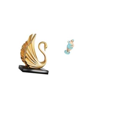 Imagem de Fenteer Coleção de Estátuas de Resina de Cisne, Peça de Arte Moderna, Escultura Animal, Decoração de Mesa, Ornamento Feminino para Sala de Estar, Armár