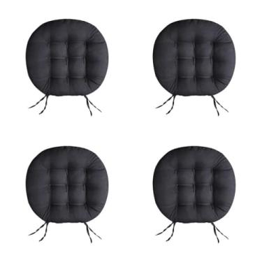 Imagem de 4 Futon Redonda 9 Furos Assento De Cadeira 40x40 cm(PRETO)