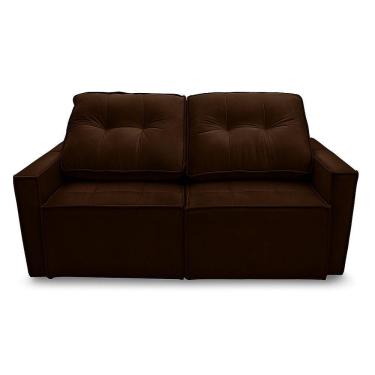 Imagem de Sofá Retrátil Reclinável 2 Lugares Para Sala Veludo Marrom