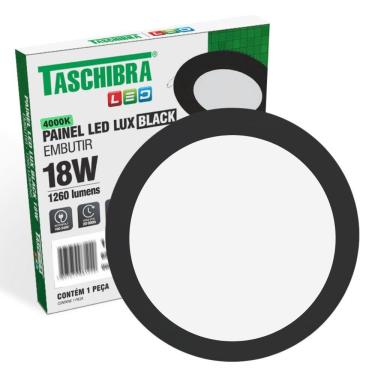 Imagem de Painel De Led Redondo Embutir 18w Preto Bivolt Taschibra 4000k Luz Neutra