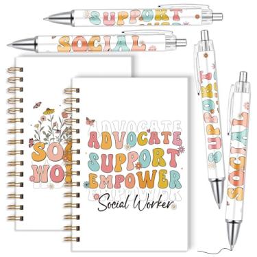 Imagem de Wxiben Presentes de assistente social para mulheres – 6 peças, caderno espiral de trabalho social com canetas esferográficas, presentes de graduação para trabalho social, agradecimento de trabalhador