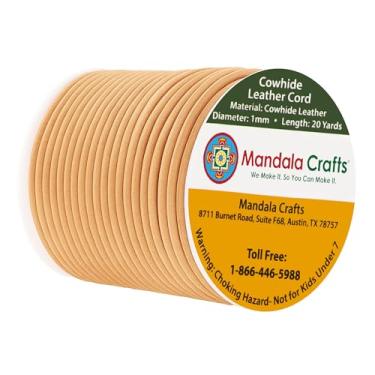 Imagem de Mandala Crafts Cordão Redondo De Couro Bovino Genuíno Bege Para Fabricação Joias, Carretel Corda Kumihimo - 20 Jardas, 1 Mm