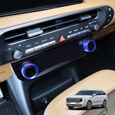 Imagem de Compatível com Hyundai Palisade 2026 Acessórios Um par de Alumínio Interior Ar Condicionado Konb Ring Trim Cover (Azul)