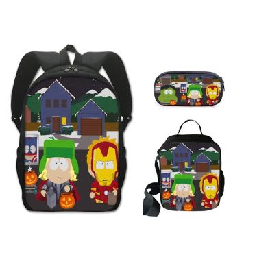 Imagem de Conjunto de mochilas South Parks Anime para crianças com lancheira e bolsa de lápis