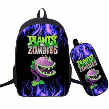 Imagem de Conjunto de mochilas Plants Zombies Cartoon Kids School, 2 unidades