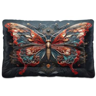 Imagem de Wassud Cama de borboleta mecânica para cães pequenos, lavável, impermeável, para viagem, tapete portátil para gatos com fundo antiderrapante para uso interno e dormir, 91 x 61 cm