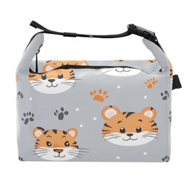 Imagem de STAYTOP Lancheira fofa de rosto de tigre com fivela de alça, lancheira isolada para meninos e meninas, lancheira térmica para trabalho escolar