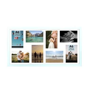 Imagem de Quadro Painel Multifotos para Parede 8 Fotos 10x15 – Moldura de Madeira com Paspatur Branco e Acetato, Decoração Criativa e Luxuosa para Sala e Escritório(Branco)