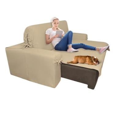 Imagem de Capa p/Sofá Retrátil e Reclinável em Tecido GORGURÃO - Veste Sofás de 2,66m até 2,95m Cor:Bege