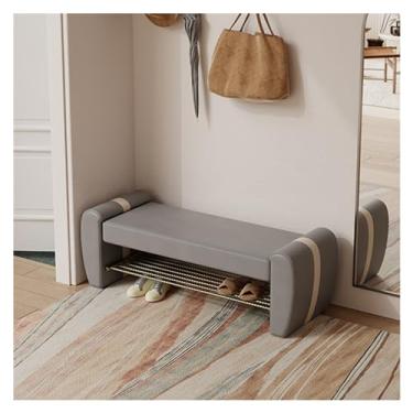 Imagem de Armários para sapatos com prateleiras para sapatos Banco de armazenamento sapatos, organizador entrada, banco Rack 1 camada com assento acolchoado, para corredor, sala estar, quarto(Gray)