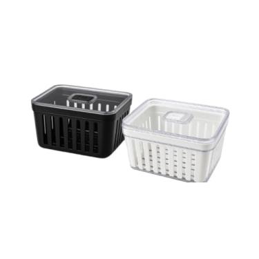 Imagem de Organizador de Frigorífico Cesto 3,8L com Tampa Armazena Alimentos e Legumes, Ideal para Cozinha e Famílias Multiusos(1,Cristal)