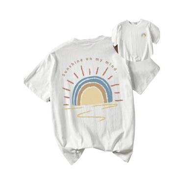 Imagem de Camiseta essencial de verão plus size com estampa arco-íris Sunshine p