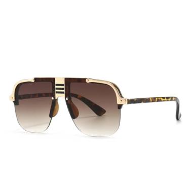 Imagem de JRLLFD Óculos de sol de armação grande e cano alto, charmosos, estilo urbano, feminino (café)