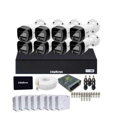 Imagem de Kit 8 Câmeras Intelbras Vhd 1220b Full Color DVR Mhdx 1108-c Com SSD 512gb