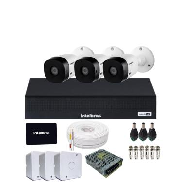 Imagem de Kit 3 Câmeras Intelbras 1120b Dvr Mhdx 4 Canais Intelbars Com Ssd 512gb