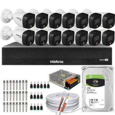 Imagem de Kit 14 Cameras 1220 Full Color Intelbras Dvr Mhdx 16 Ch Color Noite  C/HD 1TB