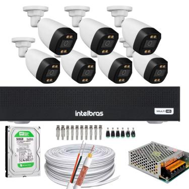 Imagem de Kit 7 Câmeras Segurança FullColor Colorido Dia e Noite Dvr Intelbras 1008c Hd 500gb