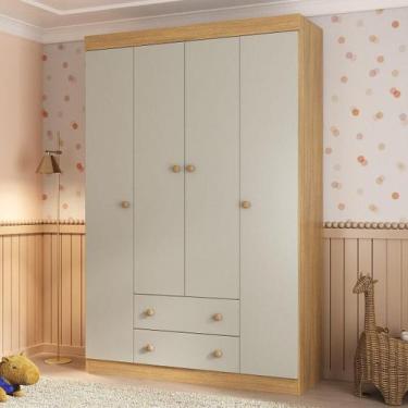Imagem de Guarda-roupa Infantil 122cm 4 Portas e 2 Gavetas Encanto Multimóveis M