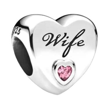 Imagem de Pulseira Feminina De Prata Esterlina 925 Com Berloques De Coração 'Amo