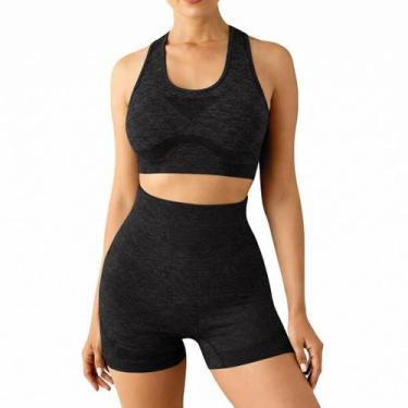 Imagem de Conjunto Academia Fitness Levanta Bumbum Preto - Shophex