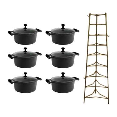 Imagem de Jogo Caçarola de Silicone Preto T/V 16 ao 32cm e Paneleiro - Libaneza