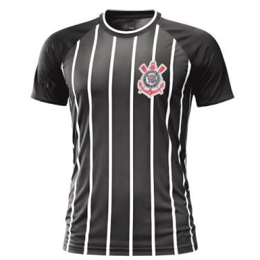 Imagem de Camiseta Masculina Corinthians Bordado Raglan Licienciada -, Preto, xg