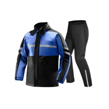 Imagem de Capa Chuva Conjunto De Pvc Motoqueiro Impermeável Azul E Preto - N/A, 