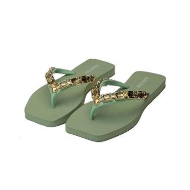 Imagem de Chinelo Pedraria Feminino Rafitthy 022407 Cor:VerdeTamanho:38, Verde, 