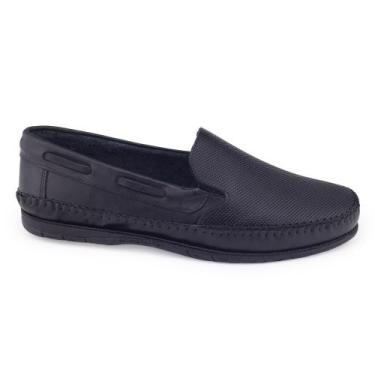 Imagem de Sapato Mocassim Masculino Traff 401 couro costurado clássico, Preto, 3