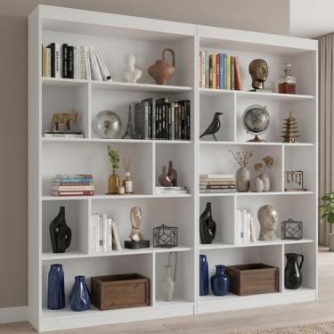 Imagem de Kit 2 Estantes Multiuso de Livros 120CMX181CM Home Office Yescasa Bran