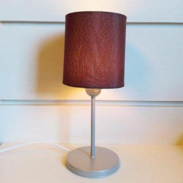 Imagem de Abajur de Mesa Cinza Tecido Cilindrica 14x15cm Café Bivolt