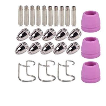 Imagem de Qiang Han Kit de consumíveis G55 AG60 WSD60 Eletrodos Sheild Cup DICAS Espaçador Guia Cortador Plasma Tocha Soldador 26PK Combinação Múltipla