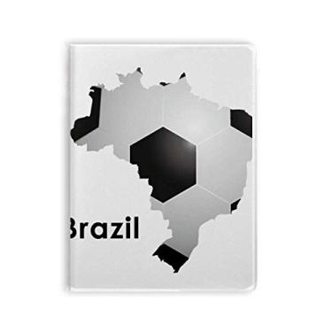 Imagem de Caderno de slogan do Brasil em forma de mapa de futebol brasileiro, diário de capa macia