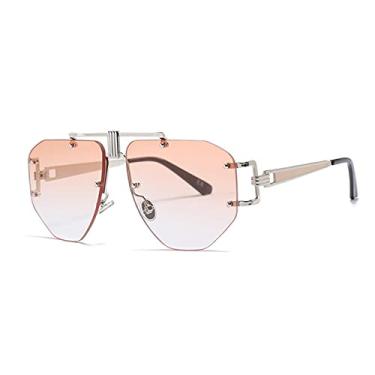 Imagem de Armação Irregular Alloy Óculos de sol fotocrômicos sem aro para homens e mulheres Óculos Uv400 exclusivos 3