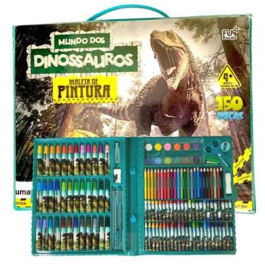 Imagem de Maleta Infantil Pintura 150 Peças Estojo Escolar Dinossauro - Fun Game