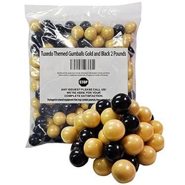 Imagem de Gumballs com tema de smoking de formatura dourado e preto 900 g - Feliz Ano Novo ou cores inspiradas no Gangster Royal para festas de discoteca ou cassino