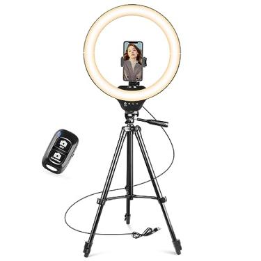 Imagem de Sensyne Anel de luz de 35,5 cm com suporte de tripé, luz circular de LED com suporte de telefone, para selfie de fotos, gravação de vídeo, reunião de zoom