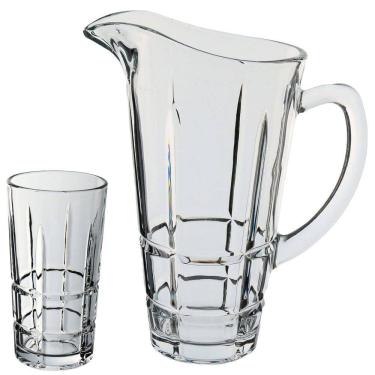 Imagem de JOGO 7 PEÇAS JARRA/COPOS PARA REFRESCO SUCO ÁGUA HOME&CO VIDRO 1L/300ml TRANSPARENTE