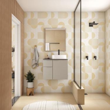 Imagem de Gabinete para Banheiro em Aço com Tampo de Vidro Cinza