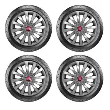Imagem de Jogo 4 Calota Esportiva Prata Aro 13 Fiat Palio 96 97 98 99 - ELITTE M