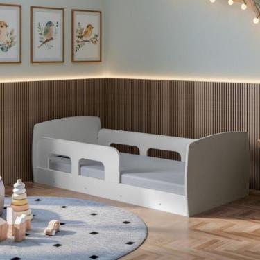 Imagem de Mini Cama montessoriana com Proteção Lateral Ninho Movelbras, Branco