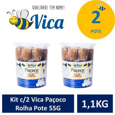 Imagem de Kit c/2 Vica  Paçoco Rolha  Pote 1,1 kG - VICA FÁBRICA DE DOCES 