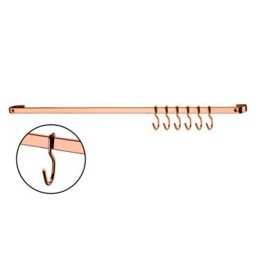 Imagem de Suporte Utensilios Barra Piatina 30 Cm C/ 6 Ganchos - Future Industria