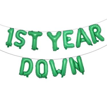 Imagem de 1st Year Down Banner Balloon, First Birthday,Football Theme Birthday Party,1st Year Down Football Baby shower Party Decorations (1ST YEAR DOWN Green)